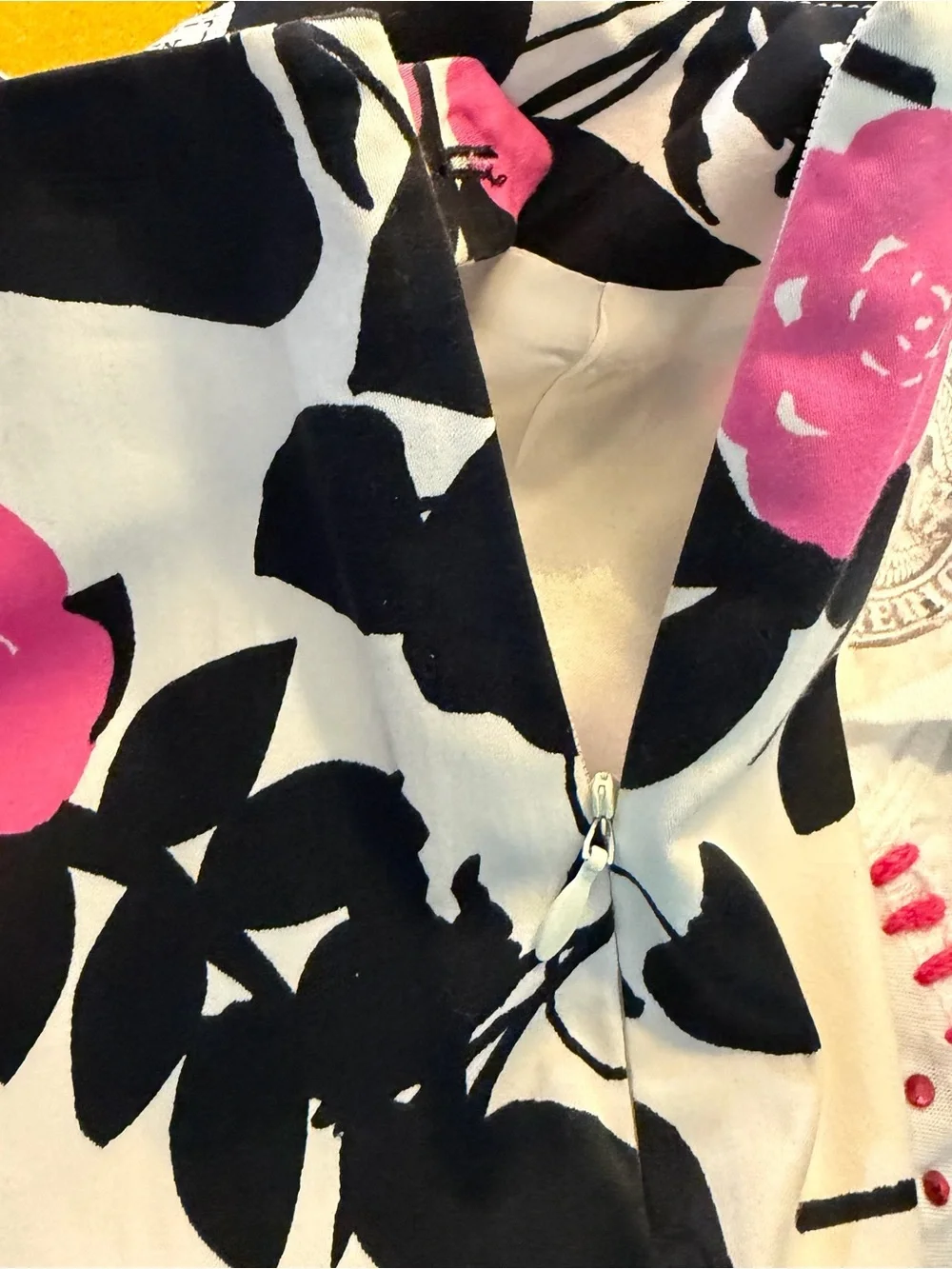 Jennifer Reale Design Floral Skirt with Pink Trim Size 8